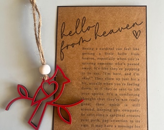 hello from heaven cardinal story card ornament
