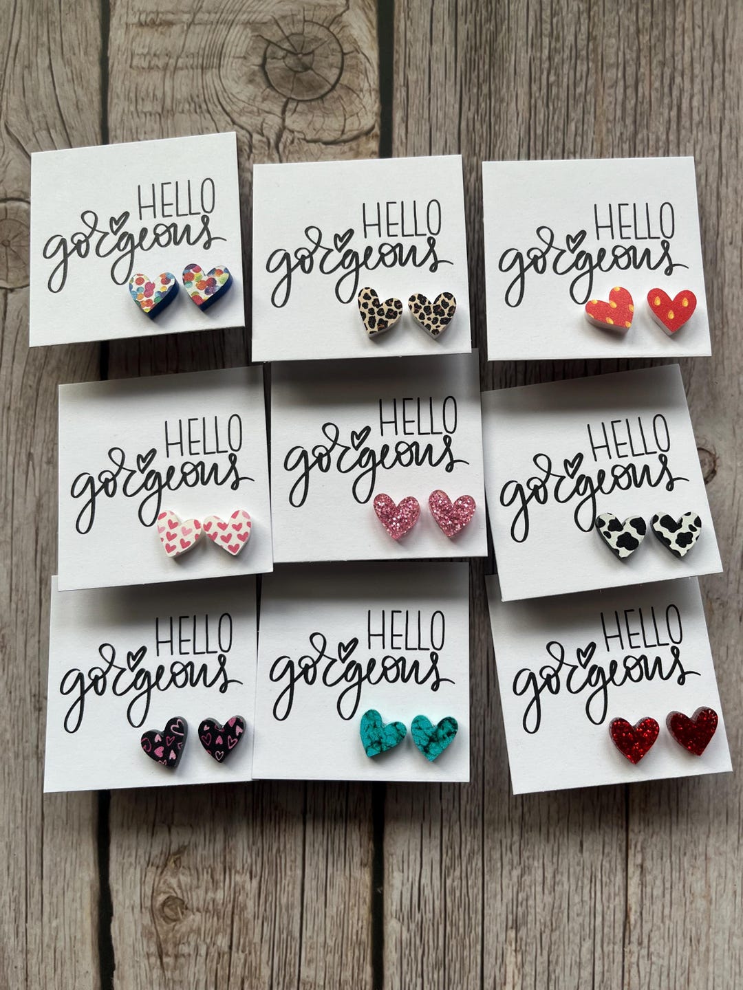 Acrylic Heart Shaped Studs on Hello Gorgeous Cards - Etsy