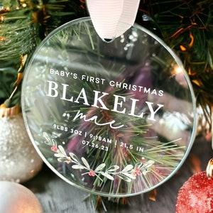Custom Clear Acrylic Baby&#39;s First Christmas Ornament 2025