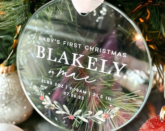 Custom Clear Baby&#39;s First Christmas 2024 Ornament | Baby&#39;s First Christmas Photo Ornament |  Newborn Ornament | Baby Gift