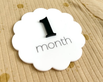 Set of 12 Scalloped Wood Monthly Baby Milestone Discs Wood Monthly Milestone Marker Baby Gift Milestone Plaques Baby Milestones