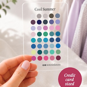Cool Summer Seasonal Color Acrylic Wallet Card |  Personal Color Analysis | Color Palette | Capsule Wardrobe & Personal Styling Tool