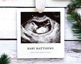Ultrasound Ornament | Sonogram Ornament | Baby&#39;s First Christmas 2024/2025 Ornament | Birth Announcement Ornament | Promoted to Grandparents