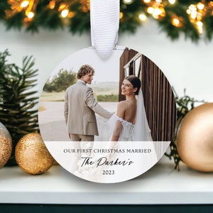 Our First Christmas Married 2024 Ornament |  Custom Newlywed Christmas Ornament | Wedding Christmas Gift | Custom Photo Ornament
