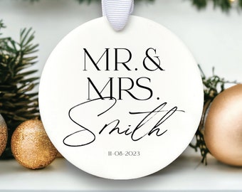 Our First Christmas Married 2023 Ornament | Custom Newlywed Christmas Ornament | Mr and Mrs | Wedding Christmas Gift | Custom Photo Ornament