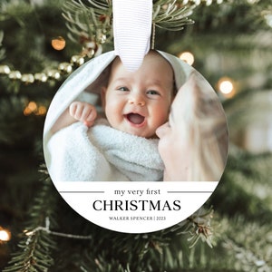 Custom Baby's First Christmas 2023 Ornament | Baby's First Christmas Photo Ornament |  Newborn Ornament | Baby Gift