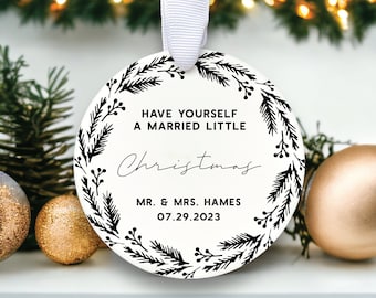 Our First Christmas Married 2023 Ornament | Custom Newlywed Christmas Ornament | Mr and Mrs | Wedding Christmas Gift | Married and Merry