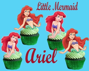 Satz von 12 Prinzessin Ariel die kleine Meerjungfrau Cupcake Topper (2 Posen)