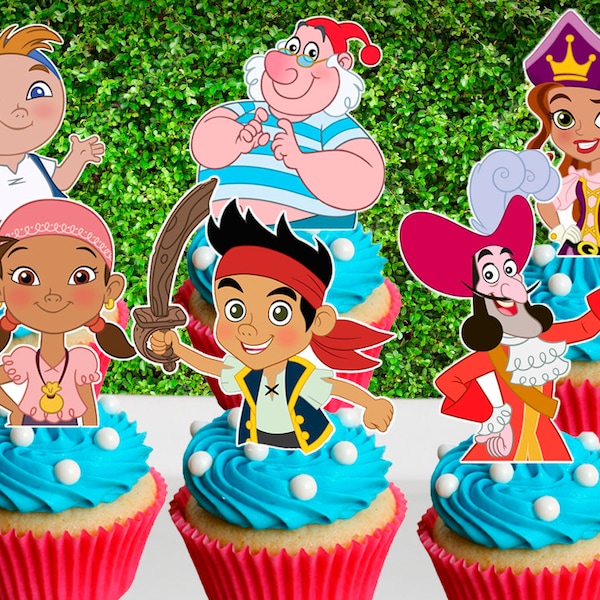 Topos de cupcake Jake e os Piratas da Terra do Nunca (12 unidades)