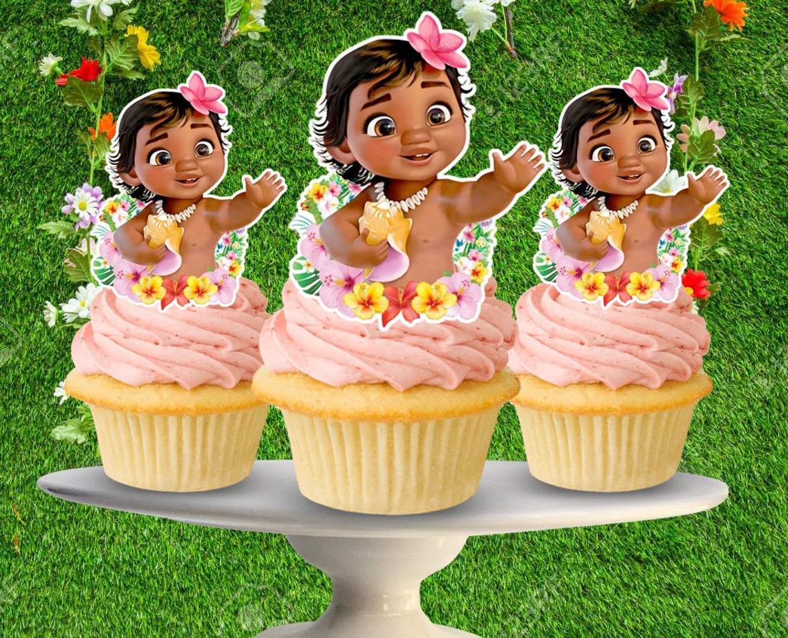 Baby Moana Cupcake Toppers 12 Pieces Etsy