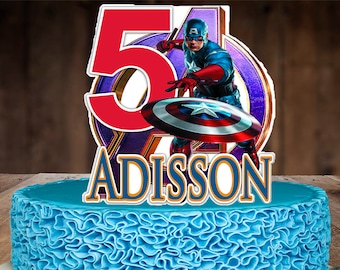 Captain America Cake Topper, Personalized Cake Topper, Custom Cake Topper, Cake Topper