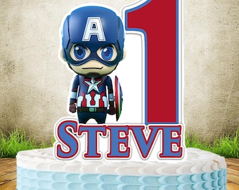 Captain America Cake Topper, Personalized Cake Topper, Custom Cake Topper, Cake Topper