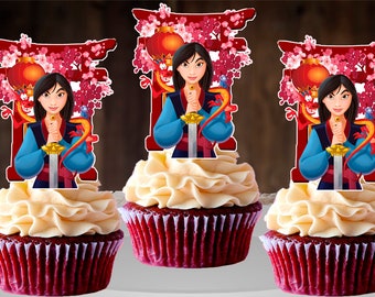 Cupcake Toppers #1 12 MULAN Birthday Inspired Party Picks Cupcake Picks Cupcake Toppers #1 12 MULAN Birthday Inspired Party Picks Cupcake Picks
