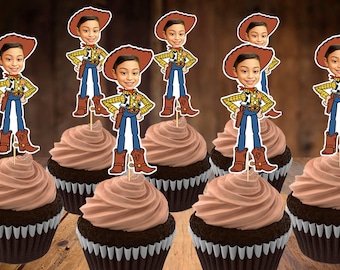 12 pieces of  Photo cupcake toppers Toy Story Woody