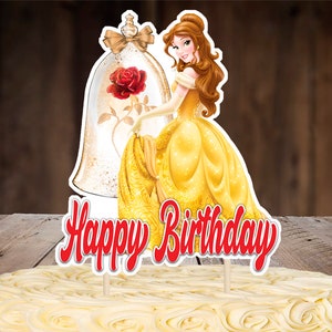 Princess Belle (Beauty and then Beast) Cake topper Instant Download, DIY, Printable, Birthday Party Decoration, Cake Topper