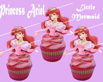 Principessa Ariel La Sirenetta cupcake toppers (12 pezzi)