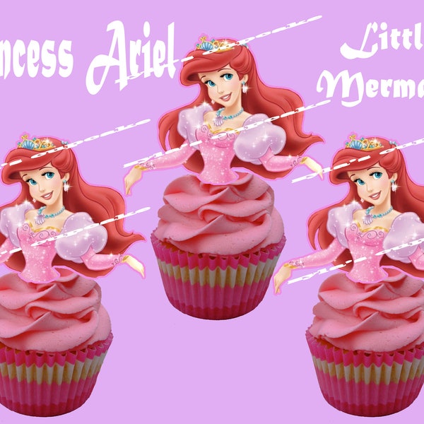 Princess Ariel  The Little Mermaid cupcake toppers (12 pieces)