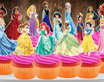 15 pieces of Disney Princess cupcake toppers