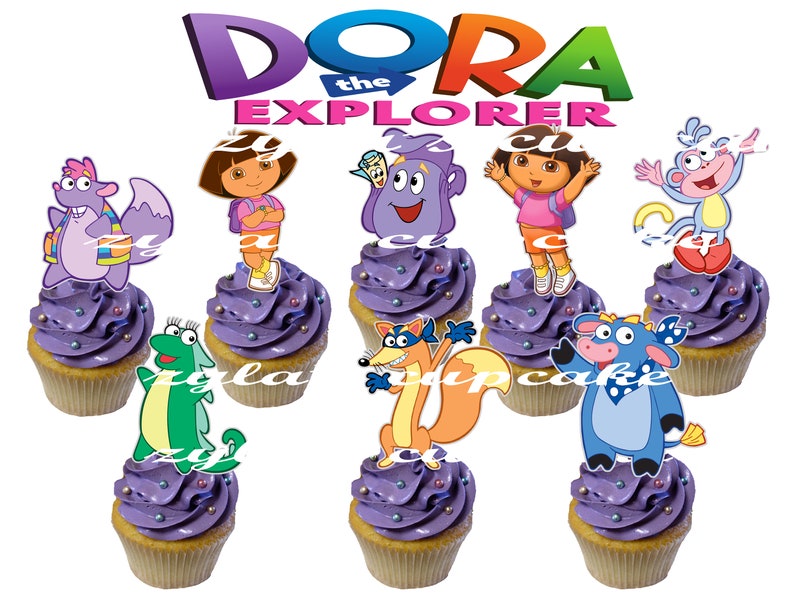 16 pieces of Dora the explorer cupcake toppers