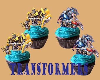 12 pieces of Transformers cupcake toppers