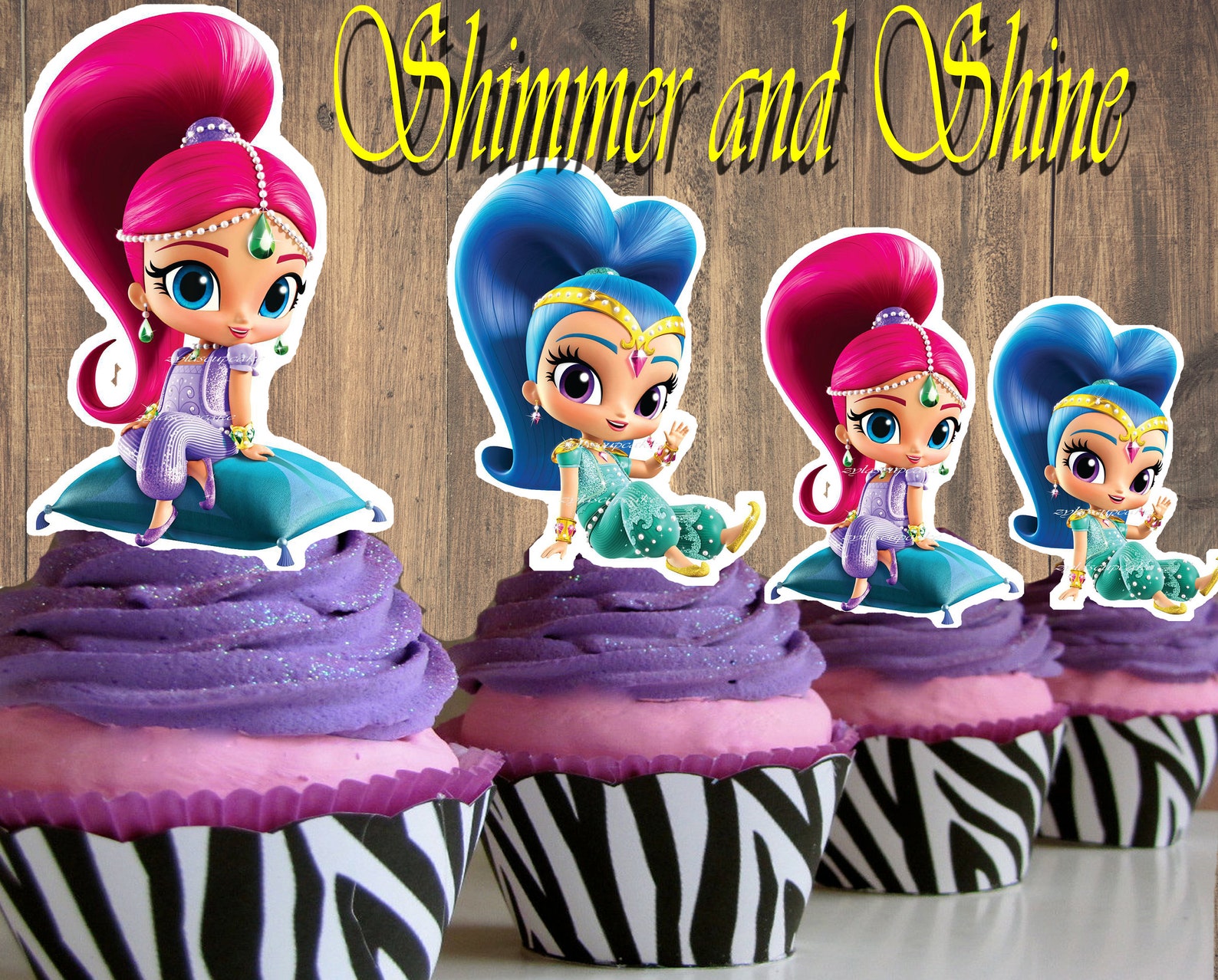 12 pieces of Shimmer and Shine cupcake toppers | Etsy