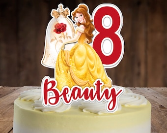 Beauty and the Beast Cake topper, Princess Belle Cake Topper, Beauty Cake Topper, Personalized Cake Topper, Custom Topper, Disney Princess