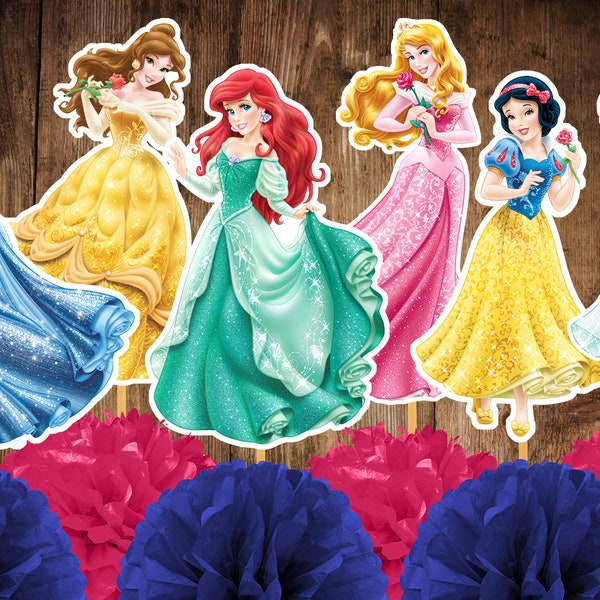 Set of 6 Disney Princesses Centerpiece (STAND NOT INCLUDED), Table Decor, Party Decoration