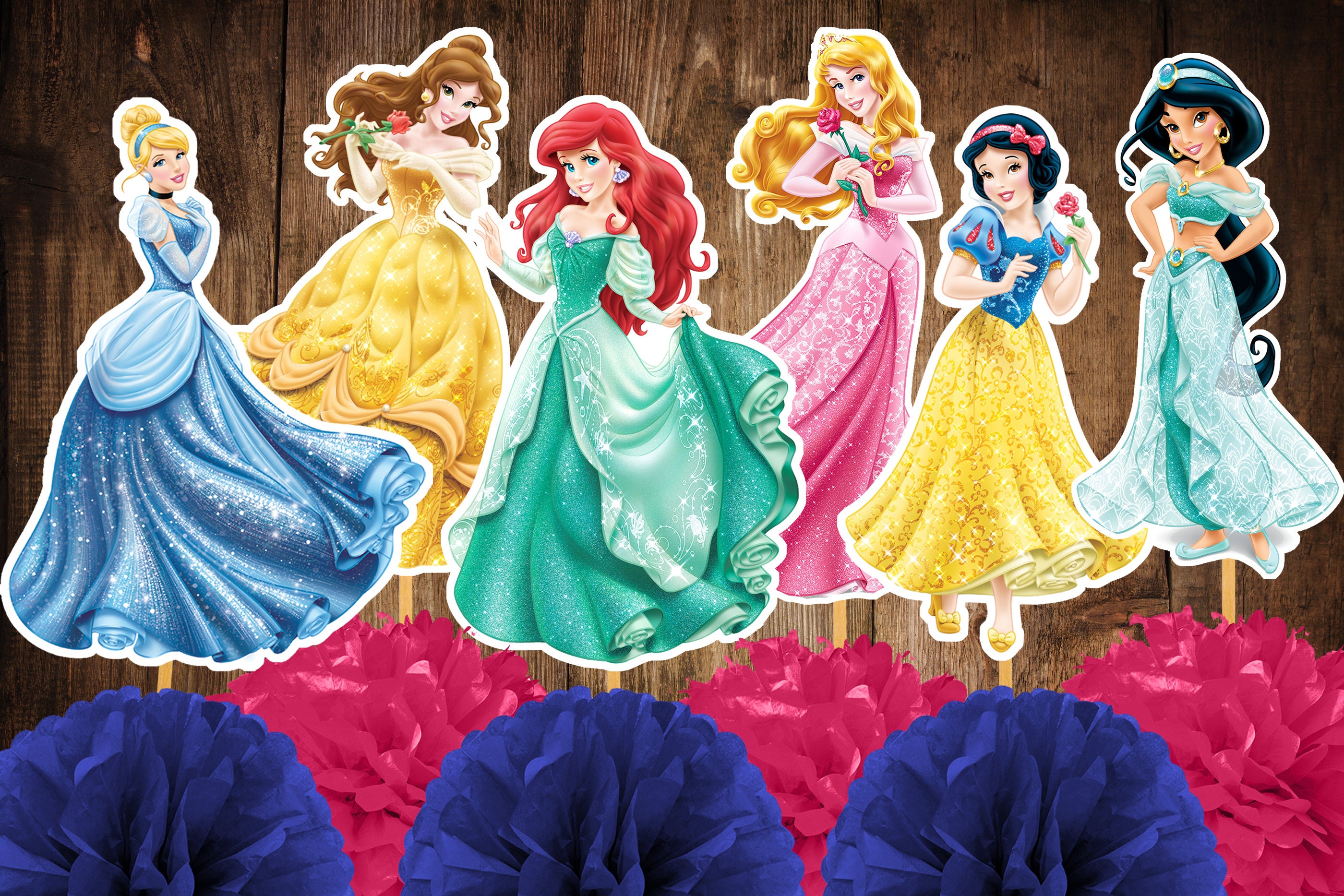 Set of 6 Disney Princesses Centerpiece/ Table Decor/ Party Etsy