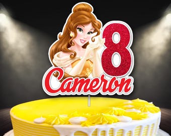 Beauty and the Beast Cake topper, Princess Belle Cake Topper, Beauty Cake Topper, Personalized Cake Topper, Custom Topper, Disney Princess