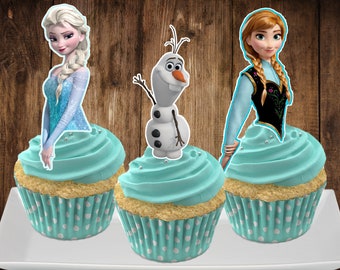 Frozen Ana Elsa and Olaf  cupcake toppers (12 pieces)