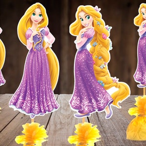 Centro de mesa con temática de la Princesa Rapunzel, decoración de mesa, decoración para fiestas, fiesta de cumpleaños