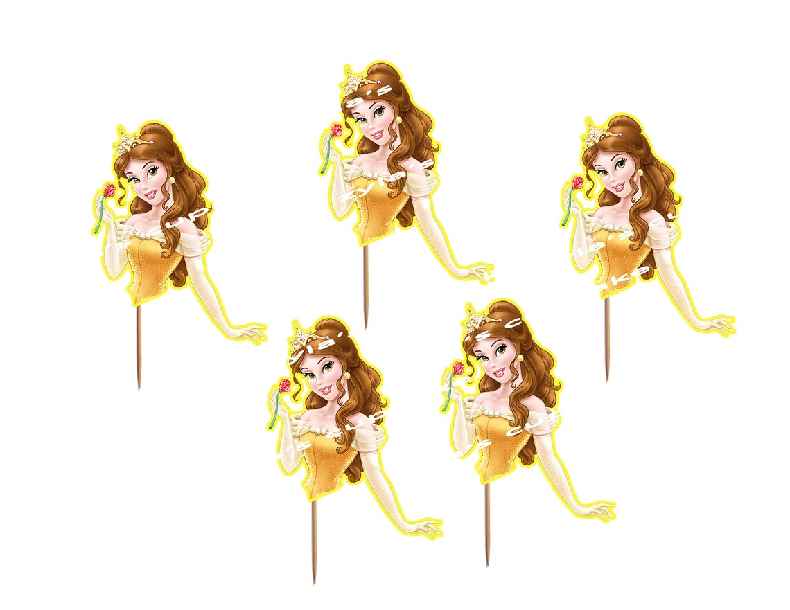Princess Belle Cupcake Toppers 12 Pieces - Etsy