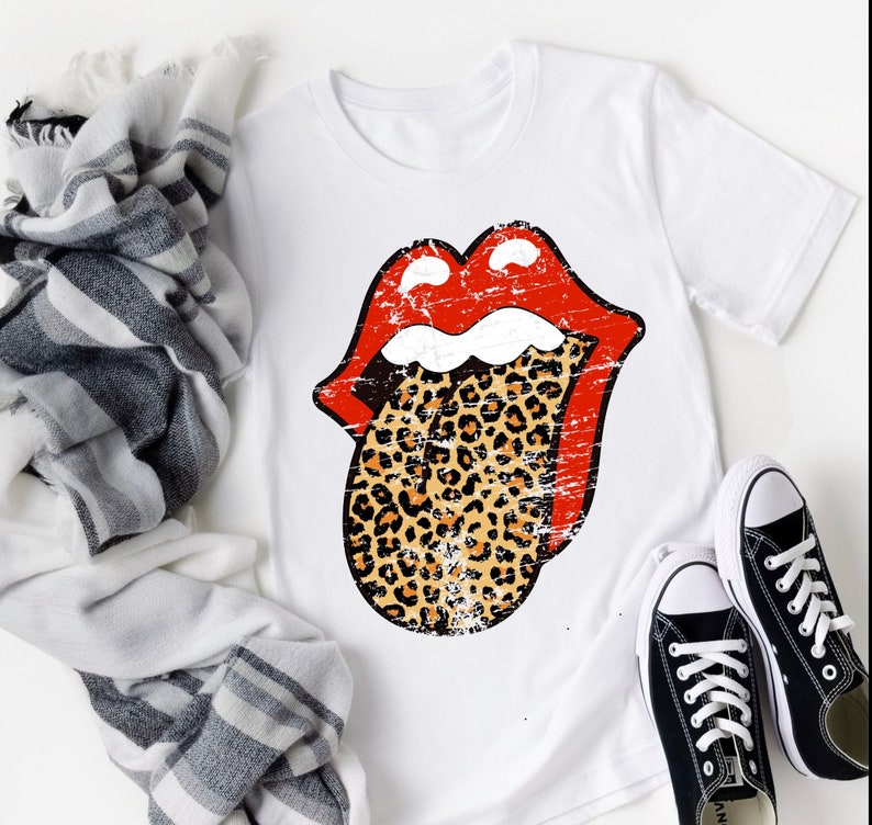 rolling stone t shirt with leopard tongue