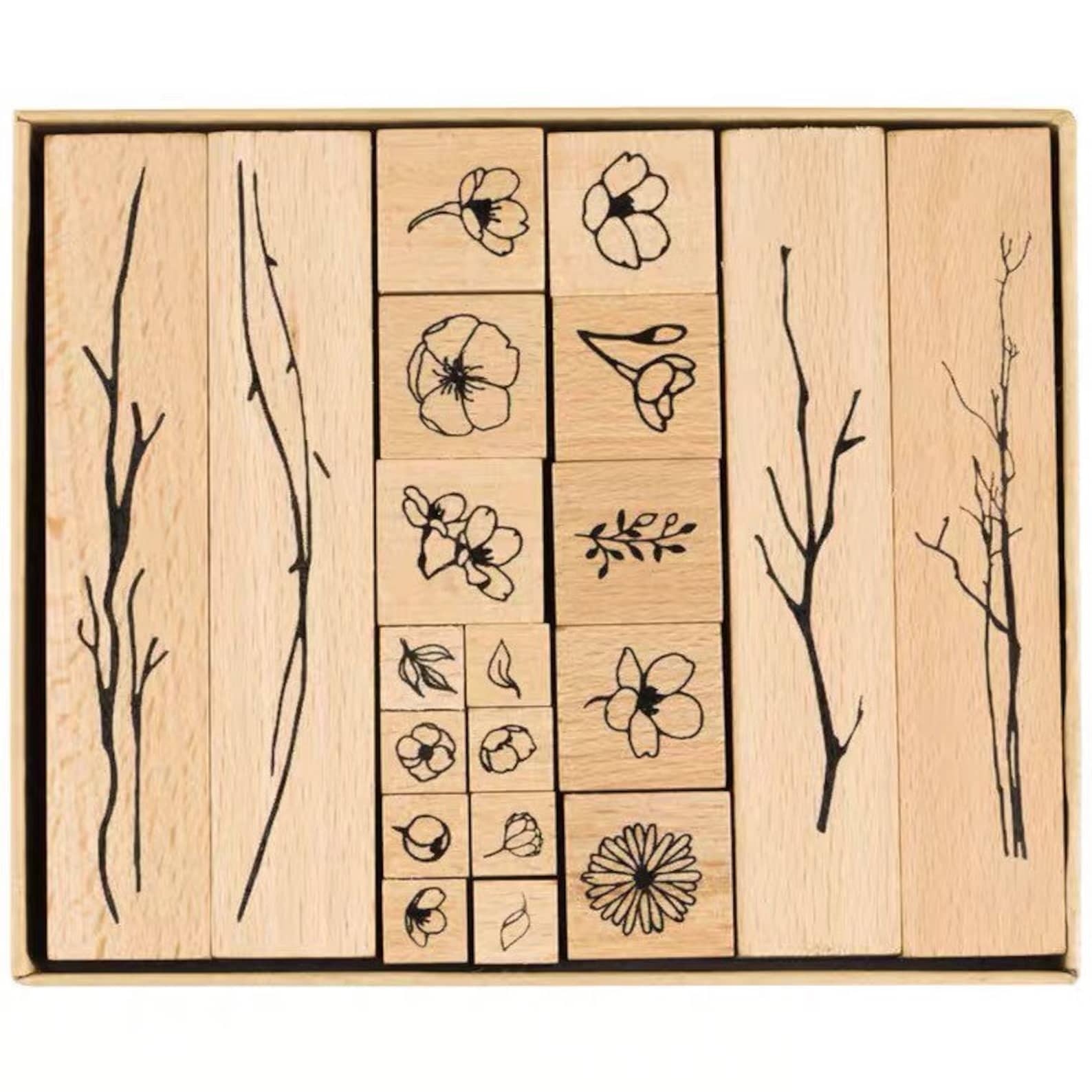 20pcs Botanical Wooden Stamp Set wooden Tree Branch and Etsy