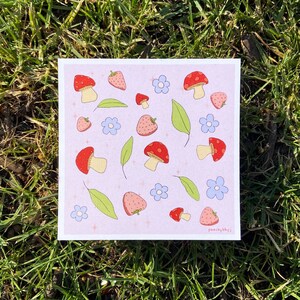 Mushroom & Berries Mini Art Print | Peachybbyj