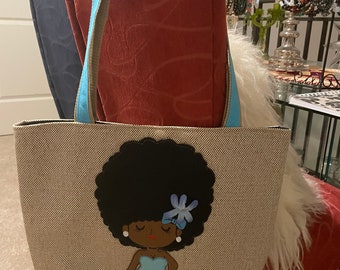There’s only one! Floral menina gal tote bag- made in Brazil; decorated by my Mom