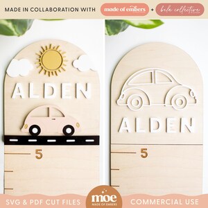 Growth Chart Height Classic Car Nursery Sign Wood Laser Cutting File Engraving Acrylic Decor SVG PDF