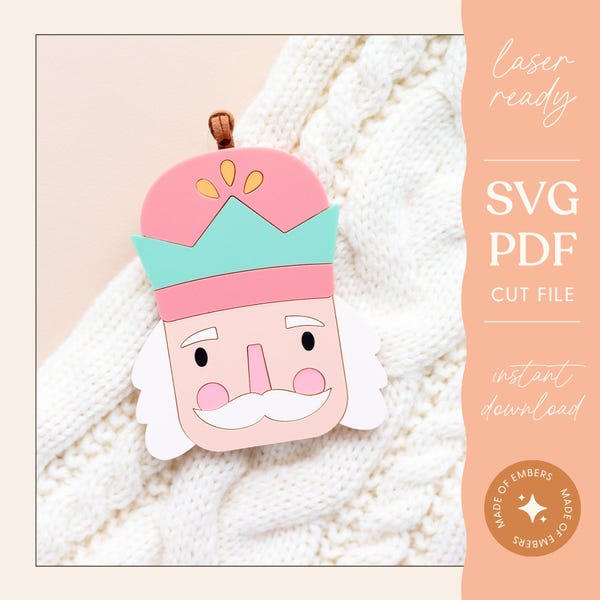 Nutcracker Christmas Stocking Tag Custom Name Christmas Ornament Personalized Christmas Ornament With Name Stocking Tag Initial Laser SVG