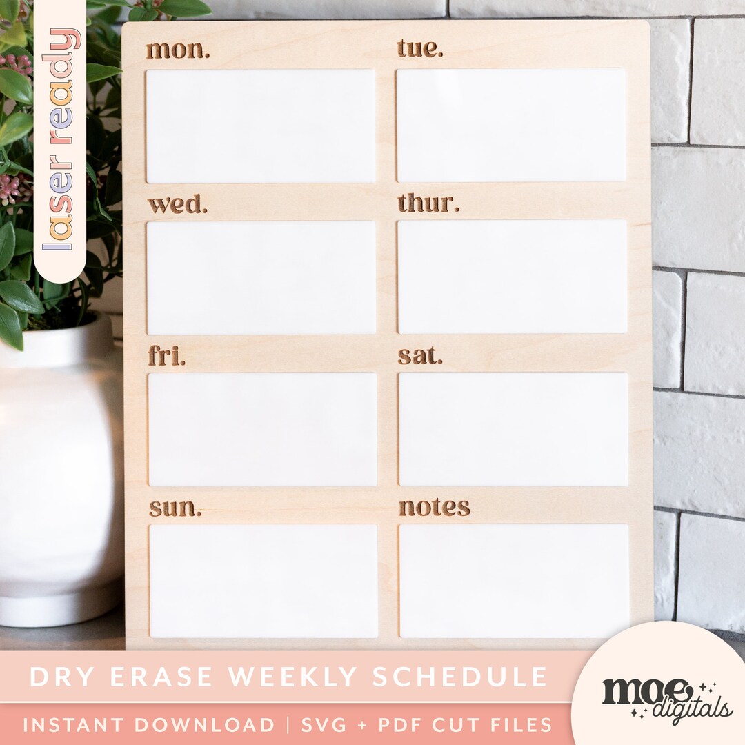 Dry Erase Weekly Schedule Sign This Week Board Laser Cutting File