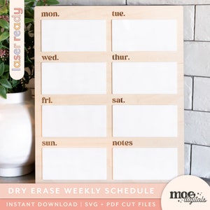 Dry Erase Weekly Schedule Sign This Week Board Laser Cutting File Engraving Design