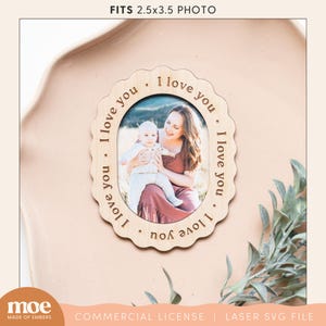 Cornice per foto in legno personalizzata con incisione "Ti amo", regalo personalizzato per mamma, nonna, moglie, ricordo, anniversario, compleanno