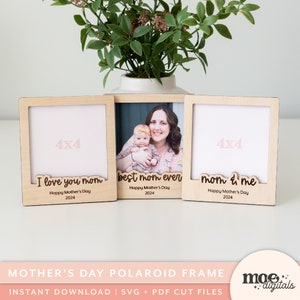 Polaroid Photo Magnet Fridge Mother's Day Gift 4x4 Picture Frame 3D Laser Cutting File Engraving Design