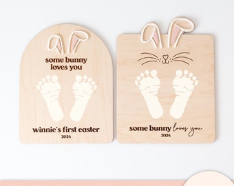 Some Bunny Loves You Easter Footprint Sign Laser Cutting File Engraving Design