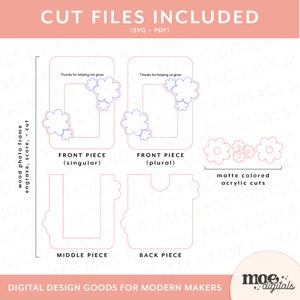 Fridge Photo Magnet Mother's Day Gift Wallet Size Photo Frame Pun 3D Laser Cutting File Engraving Design image 2