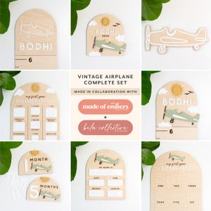 Vintage Flugzeug Baby Andenken Sammlung Erste Jahr Zeichen Laser Cut Datei Gravur