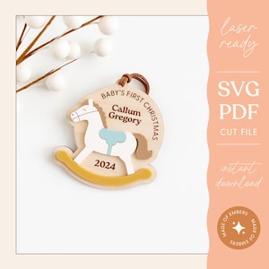 Adorno navideño para el primer bebé Adorno personalizado con el nombre del bebé Adorno navideño personalizado Regalo para bebé recién nacido Primera Navidad SVG láser