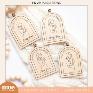 Mère d'un ange ornement bébé cadeau de sympathie commémoratif fichier de coupe gravure bois SVG PDF
