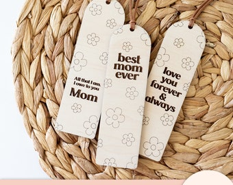 Retro Floral Mother's Day Bookmarks Single Line Flowers Laser Cutting File Engraving Design | 2 Bookmark Shapes