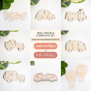 Wall Decals Adventure Set of Vintage Vehicles Laser Cutting File Engraving Acrylic Decor SVG PDF