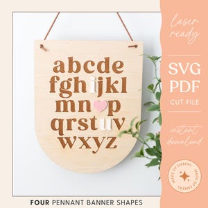Je t'aime alphabet bannière suspendue signe fichier de découpe laser gravure conception | 4 formes